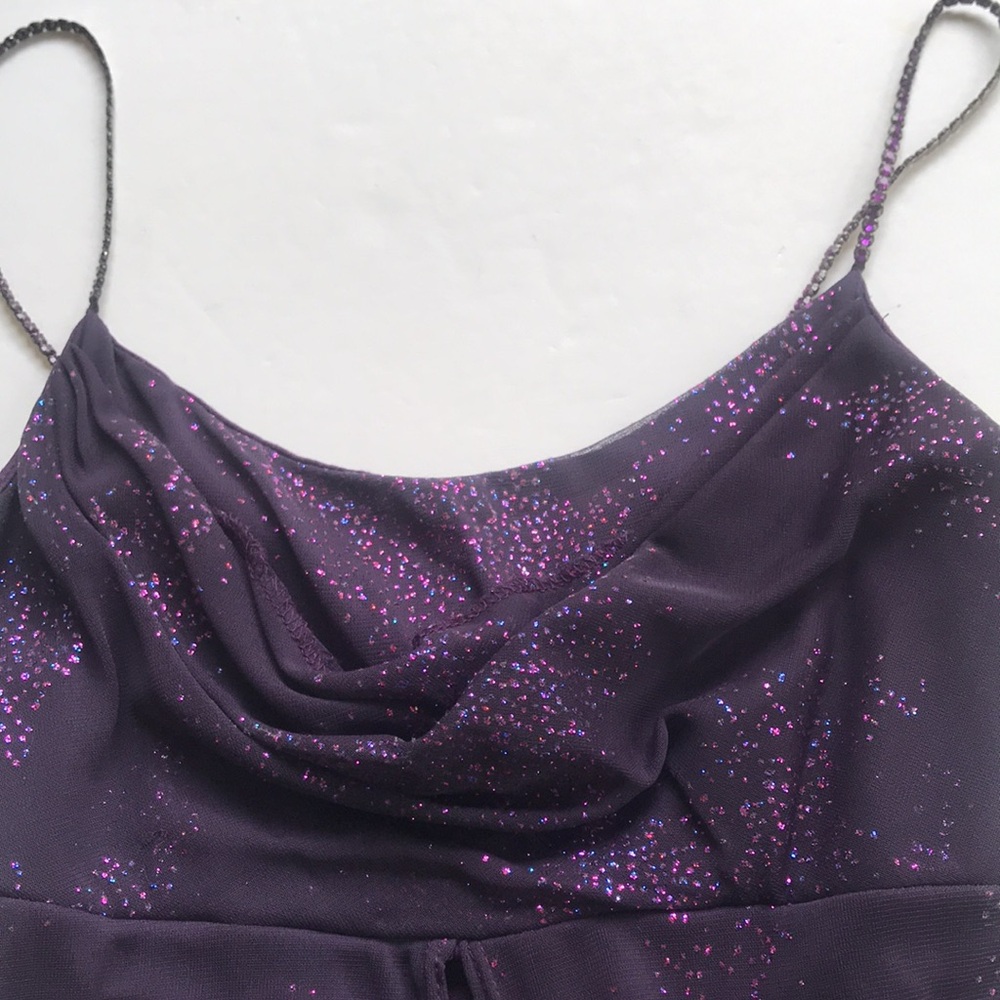 Vintage Y2K 90s Dress Purple Glitter Cowneck Sparkle Party Formal Cocktail HiLo - Picture 6 of 17